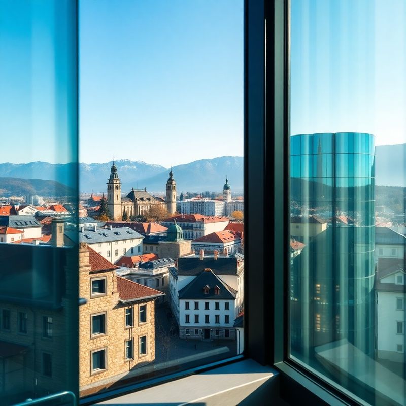 Pogled na Ljubljano skozi okno pisarne